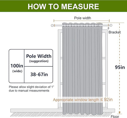 NICETOWN Room Divider Curtain, Sliding Door Curtain, Wide Width Thermal Drapes, Absorb Noise, Room Darkening, Vertical Blinds for Patio Door (Greyish White, Width 100 inches, Length 95 inches)