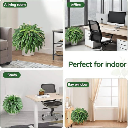 128 Leaves Fake Ferns, Large Artificial Boston Fern, Faux Fern Plants for Home, Office, Garden Indoor Outdoor Decoration(49 inch,1pack)