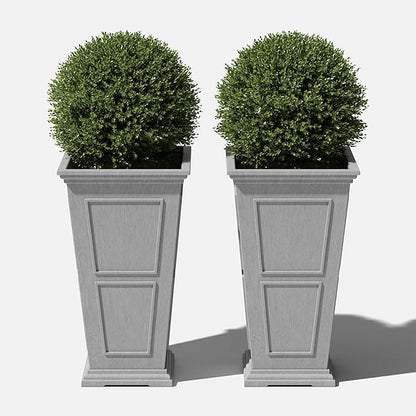 Veradek Fairmont Tall Plastic Planter - Large Outdoor Planter for Front Porch | Crack Resistant All-Weather Use | Classic Estate Design for Tall Plants, Flowers, Trees