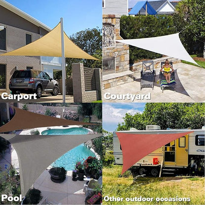 KANAGAWA Sun Shade Sail 15'x15'x21' Rust Red Triangle UV Block Canopy Cover for Patio Backyard Lawn Garden Outdoor Activities