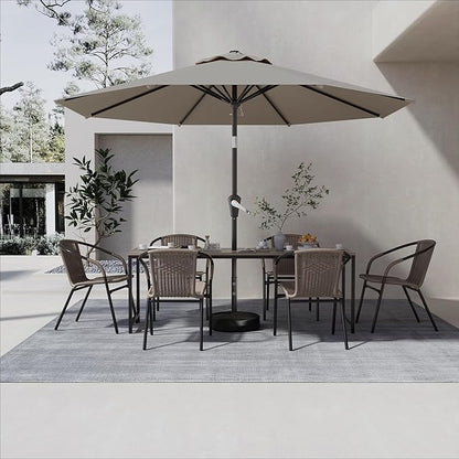 AreShark 9 FT Patio Umbrella for Outdoor, Outdoor Umbrella with Push Button Tilt and Crank, Outdoor Patio Umbrellas with 8 Sturdy Ribs for Market, Garden, Deck, Backyard, Pool (Mist Gray)