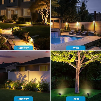 VOLISUN Solar Spotlight Outdoor, IP67 Waterproof Solar Landscape Spot Lights，Uplights for Yard Garden Pathway - 8 Pack (Warm White) 27 LED 3 Lighting Modes