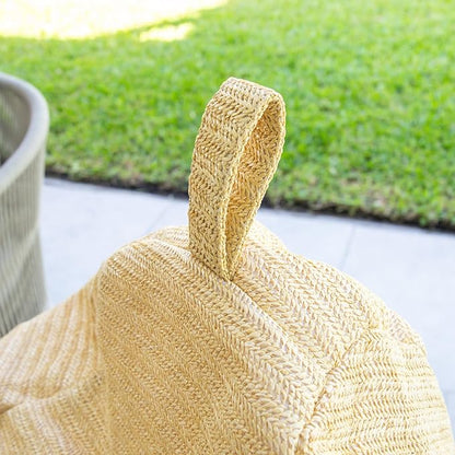 Big Joe Tuffet Weatherproof Bean Bag Chair, Natural Basket Weave, Breathable Weather Resistant Fabric, 2.5 feet Teardrop
