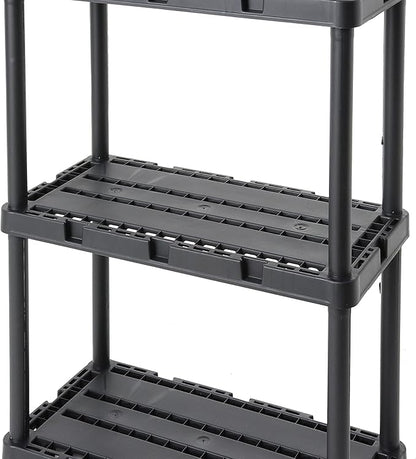 Gracious Living 2 Pack Light Duty Storage Shelves, Knect-A-Shelf 3-Shelf Ventilated Shelving Rack Organizer for Home, Garage, Basement, Laundry, Black