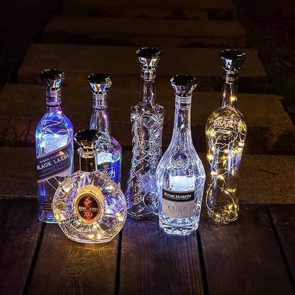 Solar Wine Bottle String Lights, 12 Pack Cool White Diamond