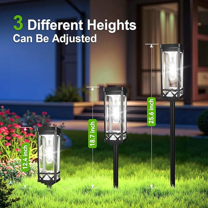 KOOPER Taller Solar Pathway Lights Outdoor, 4 Pack Upgraded Brighter Solar Garden Lights Solar Powered, Up to 15 Hours Outdoor Solar Lights for Yard Landscape Path Walkway Driveway （Cool White）