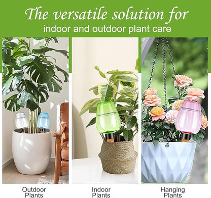 4 Pcs Plant Watering Globes Self Watering Planter Insert Plants Top Fill Water Device Plastic Water Bulbs Slow Release Terracotta for Plants, Multicolor