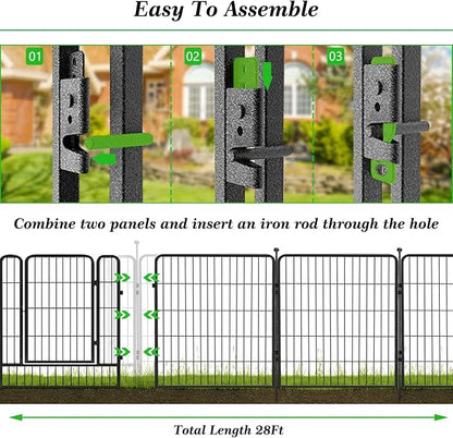 Garden Fence with Gate Metal Fencing Outdoor - Image 2