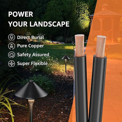 SUNVIE 16/2 Low Voltage Landscape Wire 250FT with Spool Outdoor Landscape Lighting Cable 16 Gauge 2 Conductors Low Voltage Wire for Landscaping Lights, ETL Listed, Pure Copper, Direct Burial