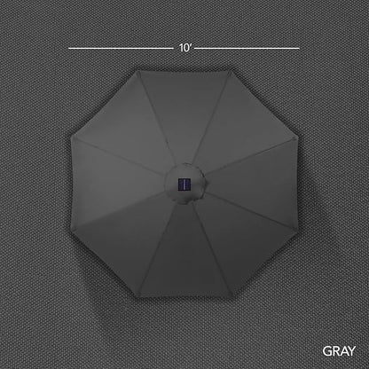 Best Choice Products 10ft Solar LED Offset Cantilever Hanging Market Patio Umbrella, Smooth 360° Rotation, 8 Sturdy Ribs, Easy Adjustment - Gray