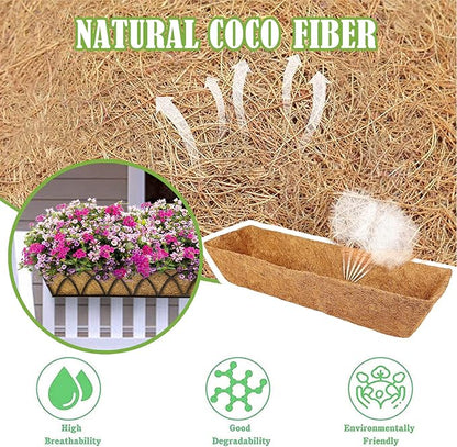 2 Pack 24 Inch Trough Coconut Liners for Window Box Planter Natural Coco Fiber Replacement Liner for Outdoor Plants Flowers Outside Coir Planters Porch Balcony Garden Decor