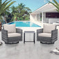Belord Outdoor Bistro Set 3 Piece Wicker Swivel Rocker Patio Chairs, Oversize Outdoor Rattan Seating Set, Patio Swivel Glider Chairs Wicker Furniture with Metal Side Table for Porch Outside Backyard