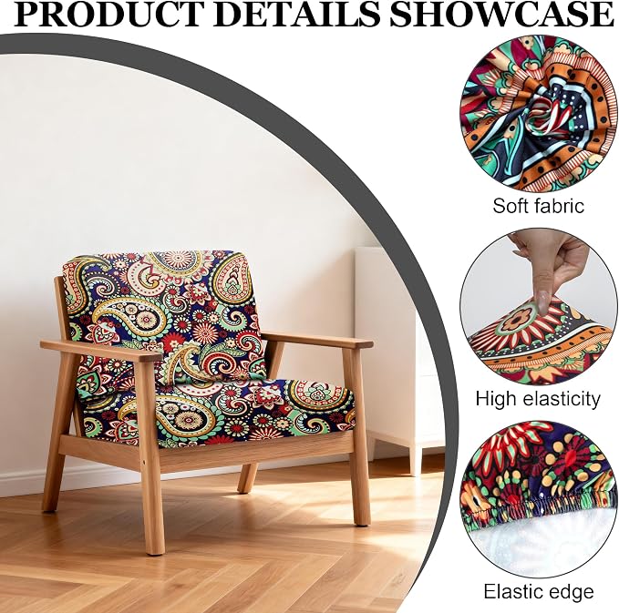 Patio Cushion Covers 4 Pack, Blue Stretch Slipcovers, 92% Polyester
