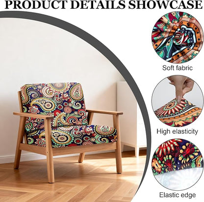 Patio Cushion Covers 4 Pack, Blue Stretch Slipcovers, 92% Polyester