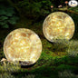 Coroor Garden Solar Ball Lights Outdoor Waterproof, 30 LED Cracked Glass Globe Solar Power Ground Lights for Path Yard Patio Lawn, Christmas Decoration Landscape Warm White(2 Pack 3.9'')