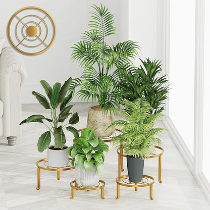 5 Pack Plant Stand Indoor Outdoor, Flower Pot Stand Plant Rack for Home Courtyard Gardens, Round Metal Corner Plant Stand for Flower Holder for Multiple Plants