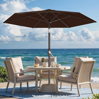 AreShark 7.5FT Patio Umbrella Table Market Umbrella with 6 Sturdy Ribs, Button Tilt/Crank, Heavy-Duty Outdoor Umbrellas for Pool, Deck, Garden and Backyard, Brown