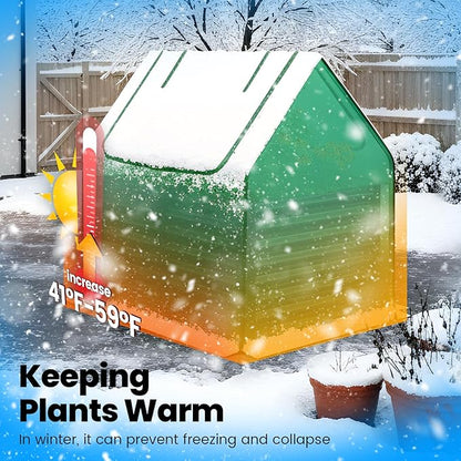Quictent 4x3x2ft Galvanized Raised Garden Bed with Cover Metal Planter Box Kit, w/ 2 Large Screen Windows Mini Greenhouse 20pcs T Tags 1 Pair of Gloves Included Outdoor Growing Vegetables (Green)