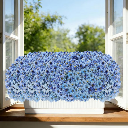 22 Pack Artificial Flowers Outdoor Fake Plants, Faux Flowers UV Resistant with Plastic Plants, Faux Silk Flowers for Outdoors Outside Front Porch Hanging Planter Window Box Garden Decoration(Blue)