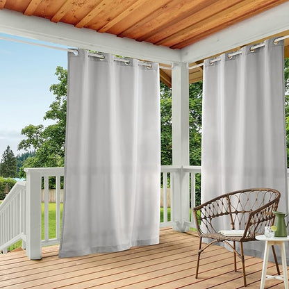 Town & Country Basics Cabana Solid Heavyweight Indoor Outdoor Curtains, Light Filtering Opacity with Grommet Top, Water Repellent, 2-Pack Set, 54"x132", Taupe