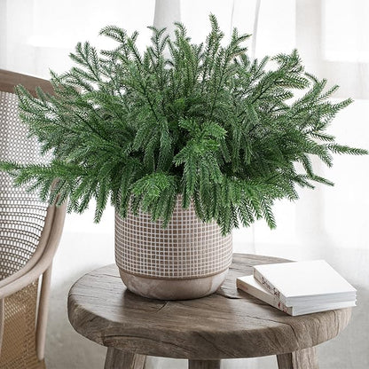 Artificial Norfolk Pine Branches 24 Count 18 Inch Green PE Stems