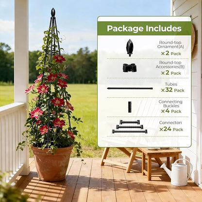 2 Pack Garden Trellis for Climbing Plants Outdoor,68" Tall Cucumber Trellis Garden Obelisk Trellis Rustproof Plants Support with Adjustable Heights for Indoor Potted Plants, Vines, Vegetables