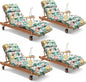 4 Pack Outdoor Chaise Lounge Chair Cushion 75.1 x 22.8 x 4.7 Inches 100% Waterproof Replacement Cotton Patio Pool Lounge Chair Cushion for Outdoor Furniture with Ties, Green Coconut Tree