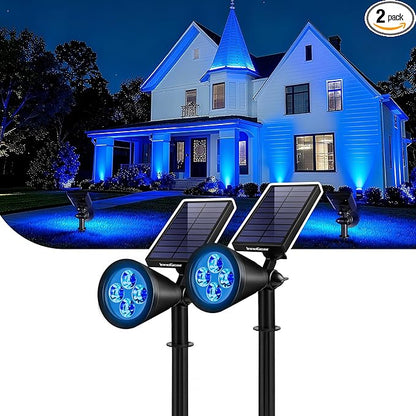InnoGear Solar Lights Outdoor Waterproof Halloween Christmas Solar Garden Light for Outside Yard Landscape Lighting Pathway Spot Lights Spotlight Wall Light Auto On/Off, 2 Pack (Blue Light)