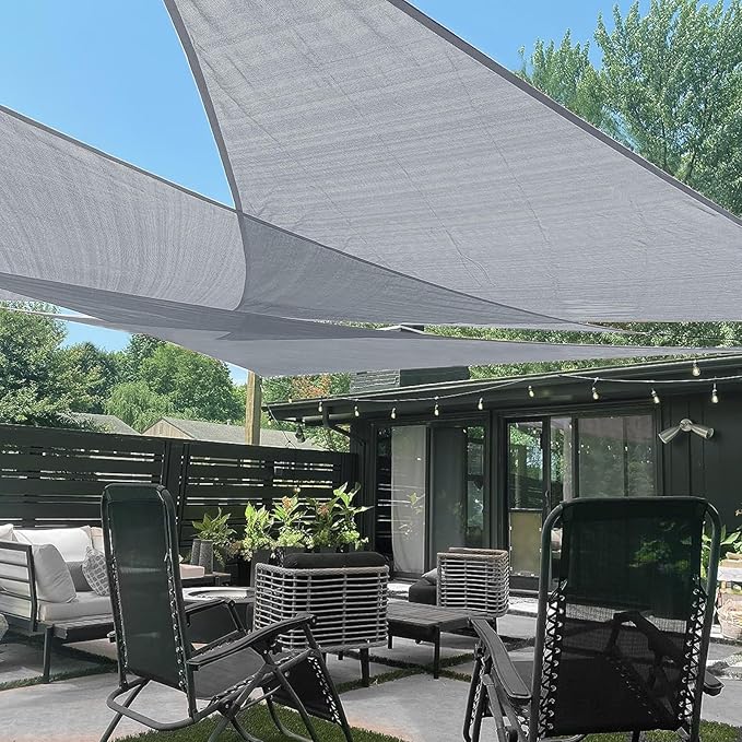 LOVE STORY Custom Size 12'x20'x23.3' Silver Grey Sun Shade Sail Triangle Sunshade Fabric Awning Canopy for Patio Backyard Carport Pergola (Customized)