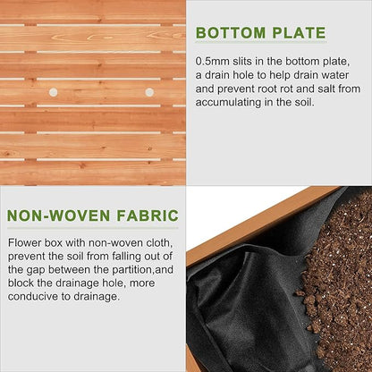 BIRASIL Outdoor Raised Garden Bed, Wood Planter Box for Vegetable Flower, Elevated Reinforced Large Garden Planters Boxes for Backyard Patio Gardening Balcony (48”L, Brown)