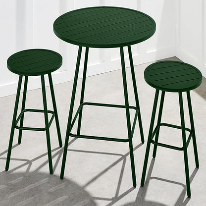 Best Choice Products 3-Piece Patio Dining Set, Bar Height, Outdoor Bistro Set, Outdoor Round Bar Table w/ 2 Bar Stools, Steel - Dark Green