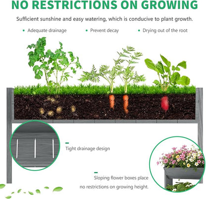 DoCred Vertical Wooden Raised Garden Bed, 5 Tier Upgraded Garden Planters Freestanding Wood Plant Stand Flower Rack Wooden Planter Box for Plants Herbs Flowers Vegetables Outdoor Indoor