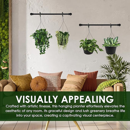 10in Euro Hanging Planters for Indoor Plants 2 Pieces 10inch Hanging Planter with (2) 40cm Hooks, Self Watering Indoor Outdoor Hanging Pots with Drainage Holes and Removable Drip Tray