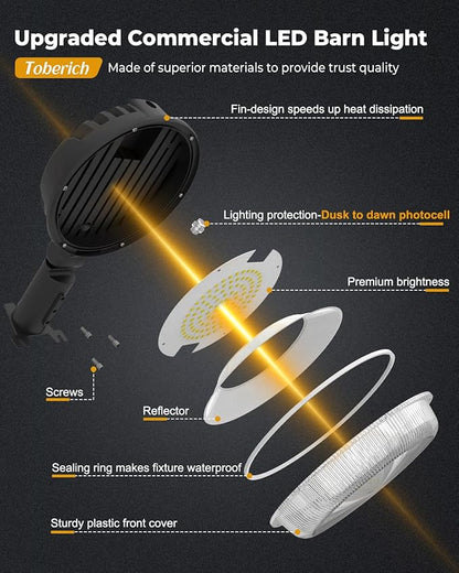 LED Barn Light 2 Packs, 150W 20000LM Yard Area Lights Dusk to Dawn Outdoor Lighting with Upgraded Photocell 6500K Adjustable Angle Daylight IP66 Waterproof Street Lights for Farmhouse/Garage