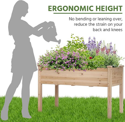 Yaheetech 1pc Raised Garden Bed 48x24x30in Elevated Wooden Horticulture Planter Box with Legs Standing Growing Bed for Gardening/Backyard/Patio/Balcony