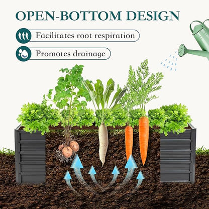 DUMOS Raised Garden Bed Outdoor, 6x3x2ft Planter Box Outdoor for Deep-Rooted Herbs/Flowers/Vegetables, Large Metal Garden Bed for Patio, Balcony and Backyard, Gray
