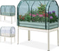 KING BIRD Raised Garden Bed with Cover & Netting Galvanized Elevated Large Planter Box with Legs for Backyard, Patio, Balcony, 400lb Capacity, Beige, 48×24×56 in