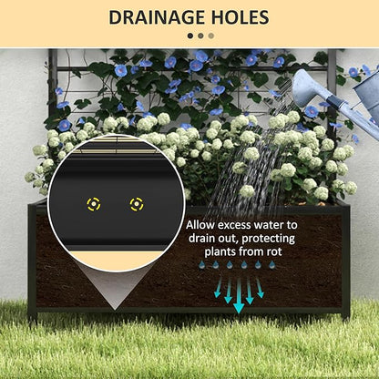 Outsunny Planter Box with Trellis, 35.4 x 15.7 x 47.2 inch Raised Garden Bed with Drainage Holes, Planters for Outdoor Plants, Vegetables, Flowers, Herbs, Trellis Planter, Black