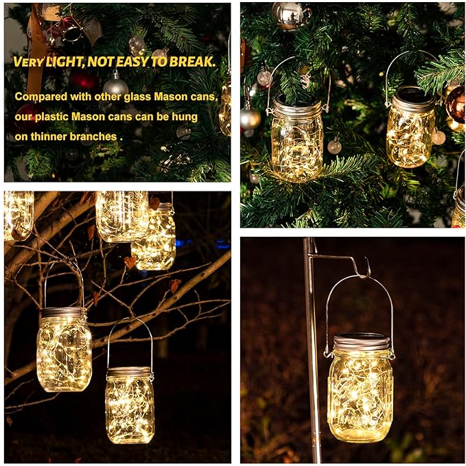 Solar Mason Jar Lanterns, 8 Pack with 30 Warm White LEDs