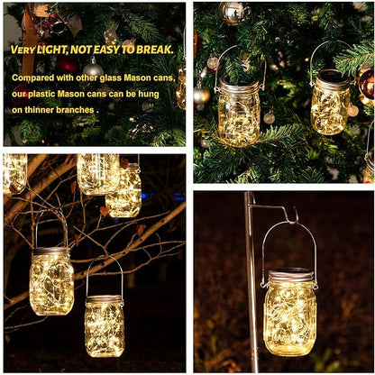 Solar Mason Jar Lanterns, 8 Pack with 30 Warm White LEDs