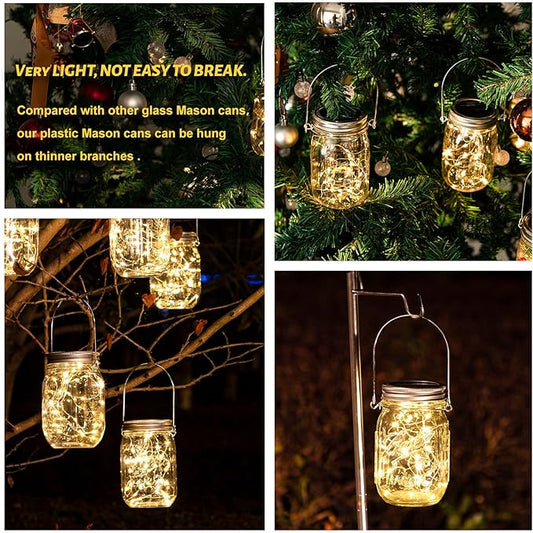 Solar Mason Jar Lanterns, 8 Pack with 30 Warm White LEDs