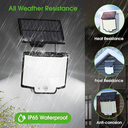 Solar Lights Outdoor Waterproof, 186 Bright LEDs Dusk to Dawn Motion Security Flood Lights with Remote for Outside, Garage,Yard,Patio, 4 Pack