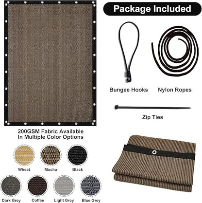 Artpuch 90% Sun Shade Cloth, 10 x 16 FT Pergola Shade Cover Canopy with Grommets, Sun Screen Fabric Tarp for Patio, Outdoor, Garden, Backyard, Mocha