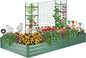 ONCEMORE Galvanized Raised Garden Bed for Vegetables Flowers Herbs, Metal Raised Garden Bed Kit with 2 PCS Tomato Cage, Gloves, Trellis Netting, Plant Labels, Plant Ties, Green 6×3×1FT