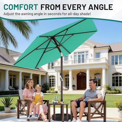AreShark 7.5FT Patio Umbrella Table Market Umbrella with 6 Sturdy Ribs, Button Tilt/Crank Heavy-Duty Round Outdoor Umbrellas for Garden, Deck, Backyard,and Pool, Aruba Blue