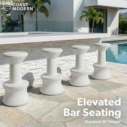 Outdoor Bar Stool, 30-Inch Weighted Submersible White Plastic Chair