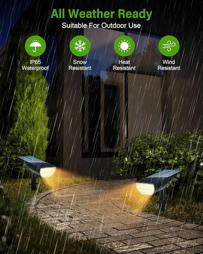 Solar Spot Lights Outdoor, Solar Lights Outdoor Waterproof IP65, 3 Brightness Modes Dusk to Dawn Landscape Spotlights for Yard Garden Pathway Tree Decoration, Warm White, 4 Pack