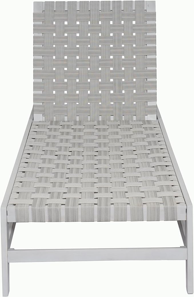 Christopher Knight Home Susua Rope Chaise Lounge with Acacia Wood Frame, Adjustable Backrest Single Lounge Sofa, Patio Sun Lounger Recliner Chair for Poolside Backyard, Gray + Light Gray