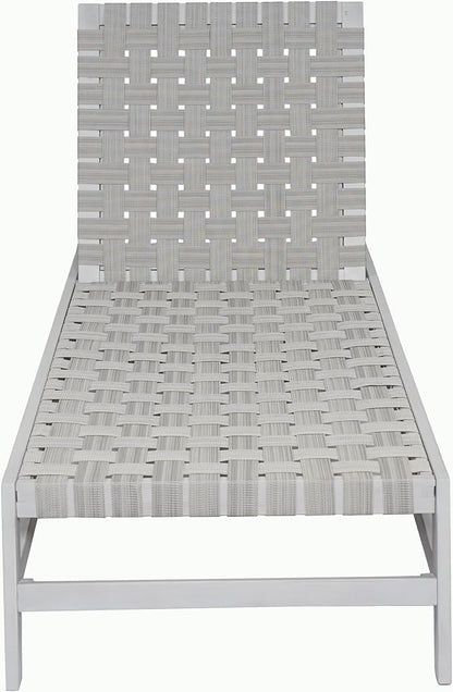 Christopher Knight Home Susua Rope Chaise Lounge with Acacia Wood Frame, Adjustable Backrest Single Lounge Sofa, Patio Sun Lounger Recliner Chair for Poolside Backyard, Gray + Light Gray