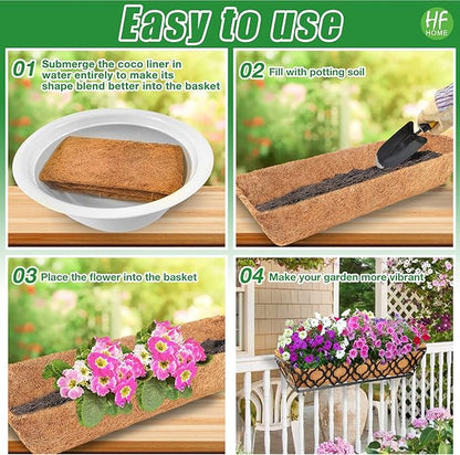 HFHOME 2Pcs 24" Trough Coco Fiber Replacement Liner, Natural 24 in Window Deck Coco Replacement Liner for Window Box